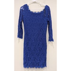 Diane Von Furstenberg Zarita Royal Blue Lace Sheath Dress Size 10